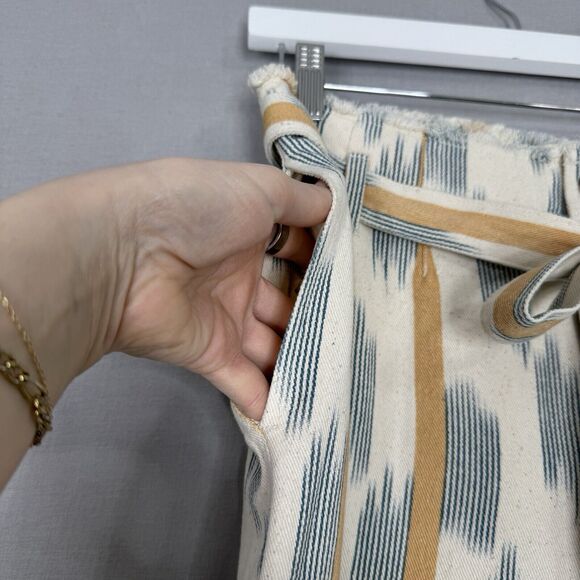 Current Air Womens Pants Small Beige Aztec Paper Bag Wide Leg Crop Boho Hippie - Picture 3 of 14